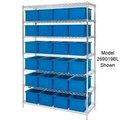 Global Equipment Chrome Wire Shelving With 24 6"H Grid Container Blue, 60x24x74 269021BL